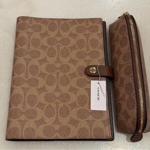 🤎 COACH 🤎Signature Canvas Notebook and Zip Pouch Pencil Case Authentic